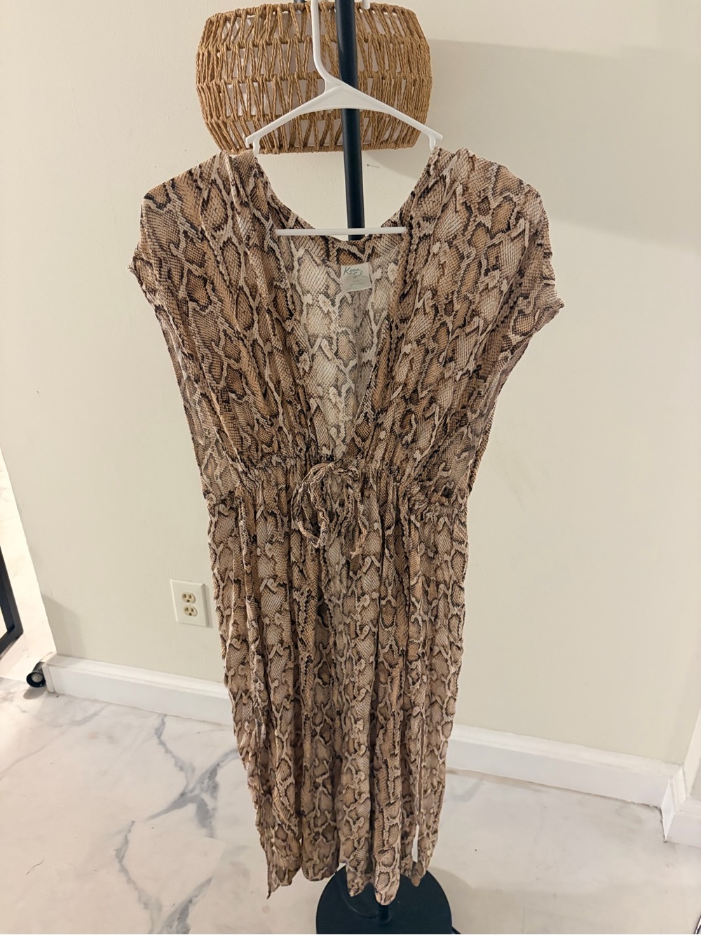 Kona Sol Snake-Print Maxi Dress in Neutral Brown